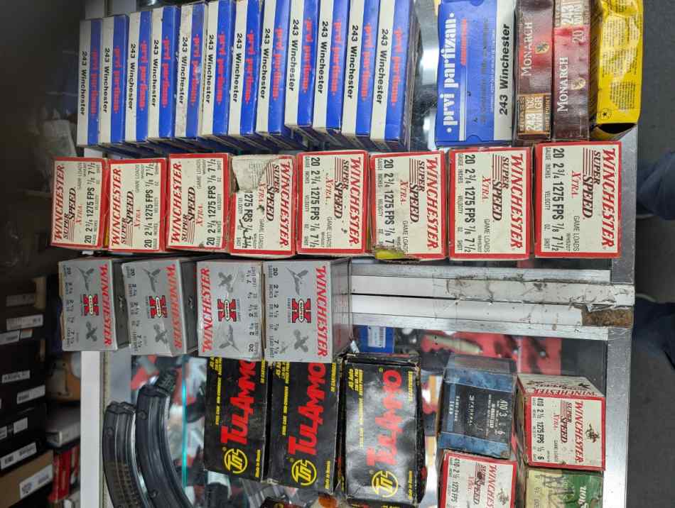 .243 .45  and  20 gage shot gun, and 22 ammo